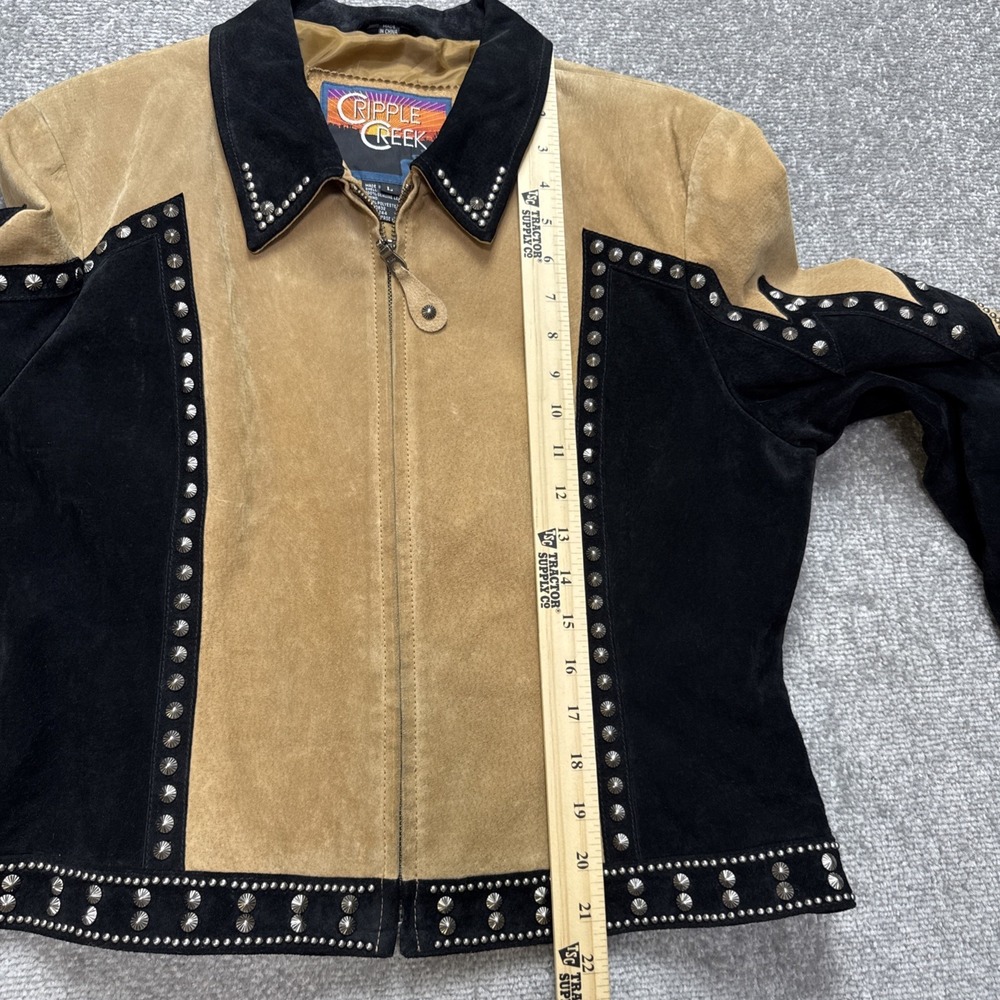 Cripple Creek Large Western Leather Suede Jacket Star Cowgirl Studded Festival - Picture 9 of 11